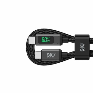 Câble de données USB-C 5A avec affichage numérique LED en nylon tressé <span class=keywords><strong>SIO</strong></span>, charge rapide PD 60W, garantie 1 an, pour téléphone portable, tablette, ordinateur - Product Image 1