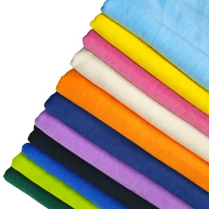 Plain Solids Breathable Moisture-Absorbent Low Elastic TC Polyester Cotton Blended T-shirt Jersey Fabric