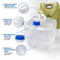Sac à eau pliable en PE avec poignée de transport et robinet réglable pour une utilisation en extérieur