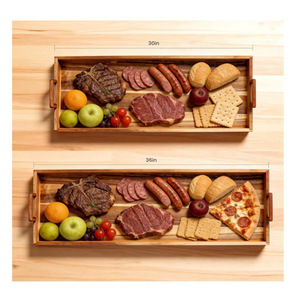 Wooden Rectangular Serving <b>Tray</b> With Handle <b>Large</b> Size For Hotel Restaurant Food Coffee Tea Party Gift - Product Image 3