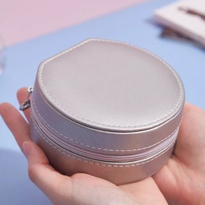 Outdoor Travel Portable Round Pu Leather Jewelry <b>Box</b> Wholesale Multifunction <b>Small</b> Gift Custom logo Jewellery case Organizer - Product Image 6