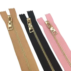 Customized 3# Metal Zipper Iron Zipper Closed Tail Puller Movable Piece Gold