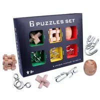 6 шт./компл. металлическая головоломка и деревянная головоломка KongMing Lock игрушка IQ головоломка металлический головоломка для детей и взрослых