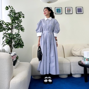 Robe midi ample et fluide grande taille pour femme, décontractée, pour le bureau, printemps, en tissu naturel, vente en gros, logo personnalisé, OEM - Product Image 2