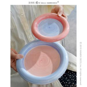 Assiettes à Dessert rondes en céramique Macaron assiettes de petit déjeuner colorées plats à bijoux - Product Image 2