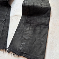 Pantalon en jean évasé LARSUR personnalisé, effet vieilli, enduit de cire, déchiré, style streetwear, imprimé, coupe bootcut pour homme