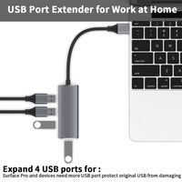 Station d'accueil Type C 4 en 1, Hub 4 ports USB 3.0 USB 2.0, Convertisseur pour ordinateur portable, Splitter Plug and Play, Extension 4 ports