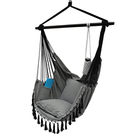 Hamac suspendu en macramé bohème avec porte-gobelet, design moderne, tissu durable et écologique pour une utilisation en extérieur et en chambre