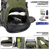 Mochila de Senderismo de 60L con Marco Interno y Cubierta Impermeable, Mochila Ripstop con Suspensión Ajustable y Espalda Ventilada para Trekking