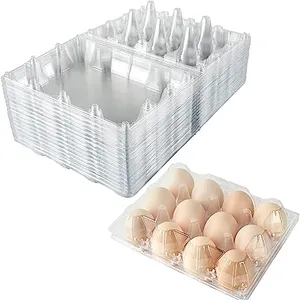 Cartoni per uova in plastica, il cartone per uova in plastica trasparente vuoto può contenere fino a 30 uova, portauova riutilizzabili per pascolo familiare C
