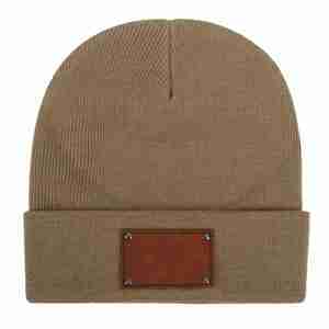 Wholesale Blank PU <b>Patch</b> logo Beanie DIY Emboss logo Adults Kids Winter Beaine - Product Image 6