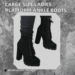 Bottines Chelsea à talon épais et plateforme pour femmes, taille 38-43, grande taille, de haute qualité, avec bande élastique réglable et fermeture éclair latérale, pour l'hiver - Product Image 2