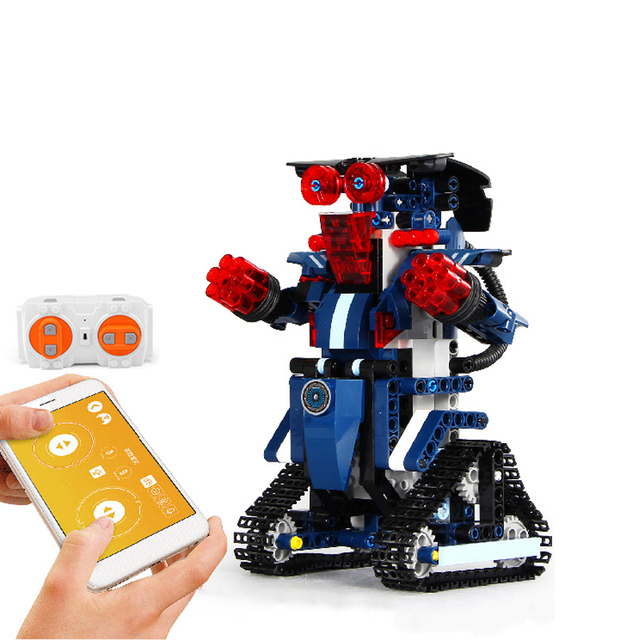 Hot APP Remote Control Joint Moving Technical Building Block Programing Robot Toy DIY Educational Stem Rc Block Robot for Kids