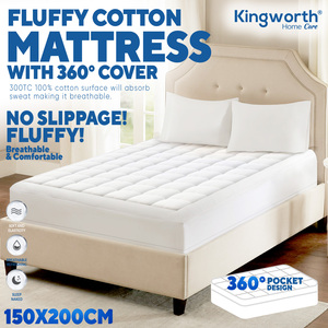 Kingworth 2026 Deep Pocket Soft Protector Twin Size Protector Fluffy White Cotton <strong>Single</strong> <strong>Mattress</strong> <strong>Topper</strong> <strong>for</strong> <strong>Bed</strong> - Product Image 2