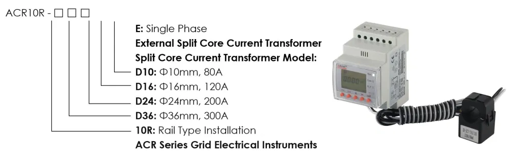 1 Phase Energy Meter ACR10R Solar RS485 Measure 8A Current for PV Solar ...