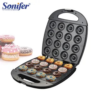 Sonifer SF-6171 cozinha pessoal 16 buracos placa antiaderente manual elétrica mini donut bolo maker