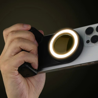 Obturateur à poignée magnétique thermique, avec lumière d'appoint et miroir Poignée de selfie à main, convient pour Apple, Huawei et Xiaom