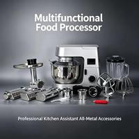 Robot culinaire multifonction 1900W 6L avec écran LED et minuterie, incluant mixeur, pétrin à pâtes, coupe-légumes et hachoir à viande