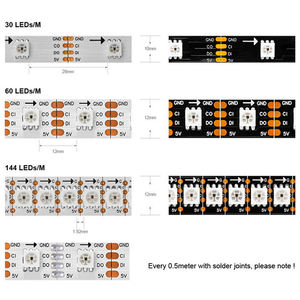 Bande LED réactive pour musique Ws2812B Bande LED 60 IP67 pour course de chevaux Bande lumineuse LED architecturale - Product Image 6