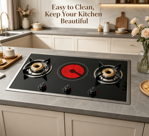 Table de cuisson encastrable élégante à <span class=keywords><strong>3</strong></span> brûleurs |    Gaz + Infrarouge, Verre Trempé, Caractéristiques de Sécurité pour les Cuisines Modernes - Product Image 5