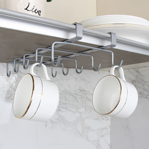 ברזל מטבח מתכת אביזר תחת ארון תליית ספל קפה מתלה עם וו לאחסון בקבוק ייבוש הבית - Product Image 4