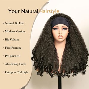 Muestra Gratis: Peluca Afro Rizada 4C con Diadema para Mujeres Negras, 180% de Densidad, Sintética, Sin Pegamento, Hecha a Máquina, Larga y Voluminosa, Venta al Por Mayor - Product Image 2