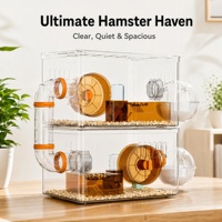 Cage à hamster en acrylique transparent, habitat portable pour petits animaux avec roue silencieuse