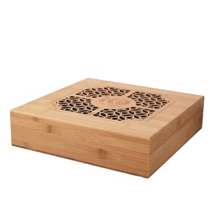 Bamboo <b>Storage</b> <b>Tray</b> Square With Lid Natural Wood Color For Home Use Candy Snack Box - Product Image 2