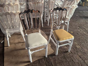 Venta al por mayor apilable bajo precio <span class=keywords><strong>Charivari</strong></span> boda oro hierro evento sillas de alta calidad Metal acero Napoleón Chiavari sillas - Product Image 6