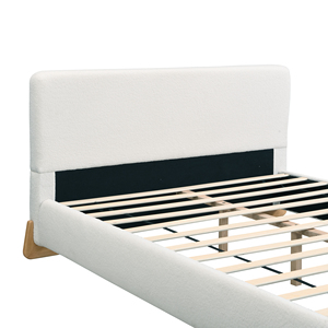 Lit capitonné de luxe élégant en bouclette, confortable, pièce maîtresse de chambre, cadre en bois doux, idéal pour appartement - Product Image 5