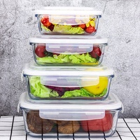 Récipients réutilisables de cuisine de haute qualité, récipients de préparation de repas en verre hermétique écologique boîte à déjeuner avec couvercle