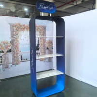 Stands d'exposition pliables en aluminium personnalisés, présentoirs de vente au détail portables, étagères, toile de fond pour la promotion des salons professionnels, exposition pop-up