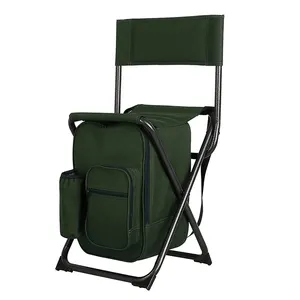 Wholesale Outdoor Portable Lightweight Backrest Stool Backpack Compact Folding Chair Seat with Cooler Bag for Fishing Camping