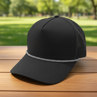 Casquette de golf en polyester de haute qualité, personnalisée, avec découpe laser, logo brodé, 5 panneaux, style sport baseball, motif feuille à pois, unisexe, vente en gros