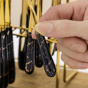 Ensemble de couverts LT162 noir, blanc et vert avec manche en céramique, 24 pièces, en acier inoxydable, avec support, couteau à steak, fourchette, cuillère - Product Image 5