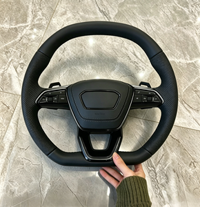 Volante Deportivo de Fondo Plano en Cuero Perforado con Palanca de Cambios para <span class=keywords><strong>Audi</strong></span> A3 A4 A5 A6 A7 <span class=keywords><strong>Q3</strong></span> Q5 Q7 - Product Image 3