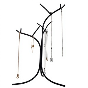 Abstract Tree Design <b>Decorative</b> Metal Jewelry Stand Black Coated Handcrafts Iron Wire Jewelry Holder Rack Table <b>Decor</b> - Product Image 1