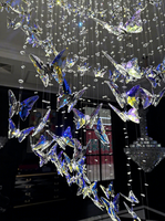 Lampe suspendue personnalisée pour salon, décoration intérieure, lumière de luxe, restaurant, papillon, cristal, lustre moderne à LED pour hôtel, plafonds hauts