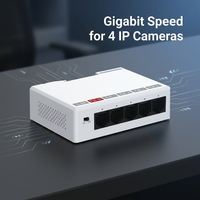 OEM ODM 4 Port PoE Extender Gigabit dengan 3 PoE Out, IEEE 802.3af/at Mini 4 Channel Repeater 1000Mbps