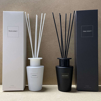 Bouteille en verre diffuseur de roseaux ronde de 100 ml, 150 ml, 200 ml, 250 ml, 500 ml, diffuseur d'arômes, bâtonnets de roseaux avec emballage