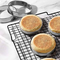 Ensemble de 2 moules à tarte/pâtisserie en acier inoxydable de haute qualité, écologiques, résistants au four, 8,6 cm, pour la cuisson de tartes, gâteaux et burgers, pour la cuisine à domicile