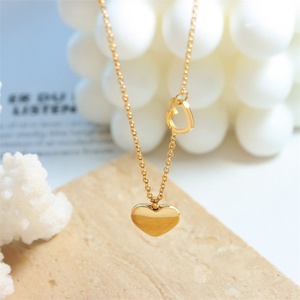 สร้อยคอชุบทองคำแท้แบบโชคเกอร์ ดีไซน์จี้รูปหัวใจคู่ ยอดนิยม - Product Image 6