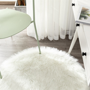 Tappeto Rotondo Moderno 60cm in Finta Pelliccia, Antiscivolo, Lavabile, per <span class=keywords><strong>Soggiorno</strong></span> - Product Image 6