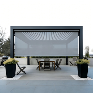 Pergola moderne 3x4m en aluminium thermolaqué avec rideaux réglables pour patio, balcon et jardin, commande électrique - Product Image 2