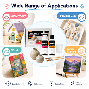 Kit de <span class=keywords><strong>vernis</strong></span> acrylique transparent multi-usages TIMESRUI, finition mate ou brillante, étanche, pour argile auto-durcissante, argile polymère, <span class=keywords><strong>bois</strong></span>, <span class=keywords><strong>peinture</strong></span> acrylique - Product Image 6