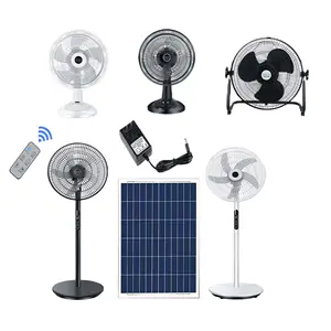 Ventilador de soporte alimentado por energía solar con batería recargable de control remoto de 16 pulgadas con panel solar, cargador de teléfono USB, ventilador solar en stock