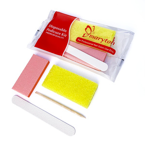 LIVRAISON GRATUITE AUX ÉTATS-UNIS - Kit de pédicure jaune 4 pièces - Ensemble de manucure jetable - Outil à ongles en bois pour salon - Product Image 1