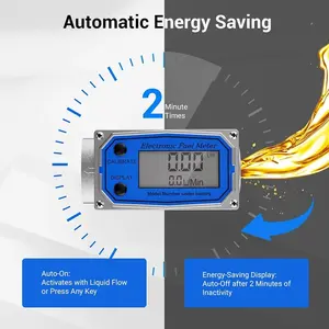 Débitmètre d'eau de <span class=keywords><strong>1</strong></span> pouce Adaptateurs de 3/<span class=keywords><strong>4</strong></span> pouces Débitmètre à turbine numérique 2.5-31 GPM Filetage NPT en ligne OEM - Product Image 6