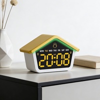Réveil numérique LED minimaliste en forme de maison, silencieux, multifonctionnel, veilleuse, horloge de table LED avec fonction DST, OEM ODM