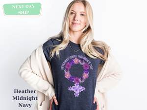 Maglietta Floreale per la Giornata Internazionale della Donna, Manica Lunga in Cotone, Collo Tondo, Casual, Primavera-Estate, Stampa su Jersey - Product Image 3